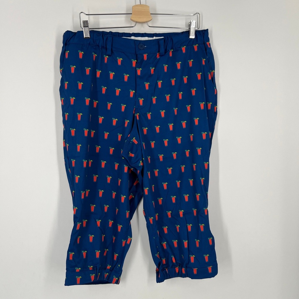 Tipsy Elves Mens Golf Knickers Bloody Mary Cocktail Print Navy Blue Size XL